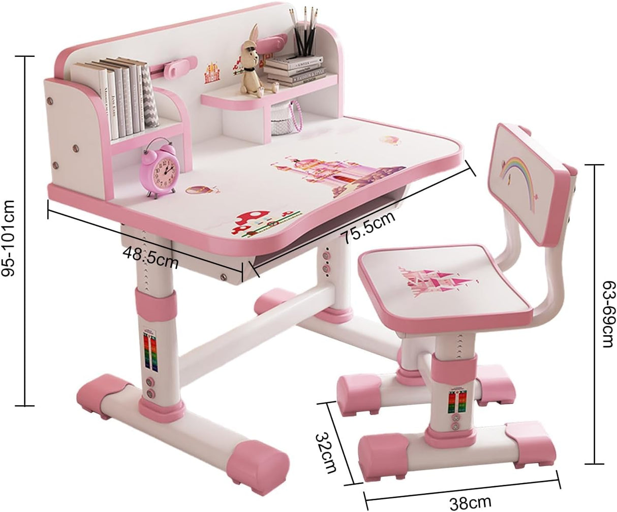 Set Escritorio y Silla Infantil Ajustables con Patrón de Dibujos