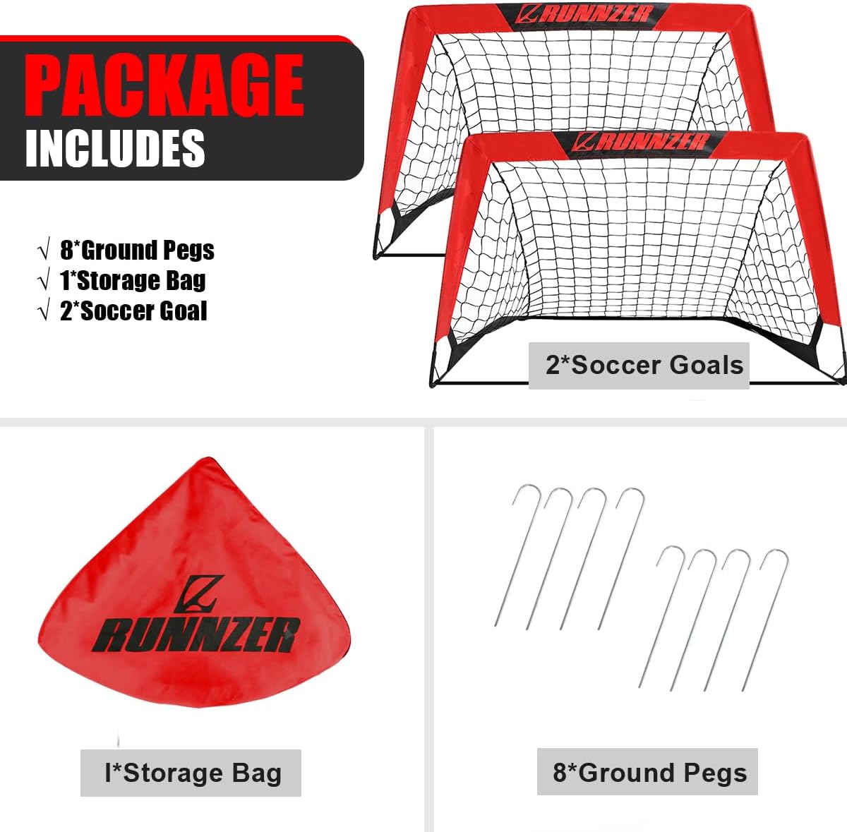 L RUNNZER Portería de fútbol para niños red de portería