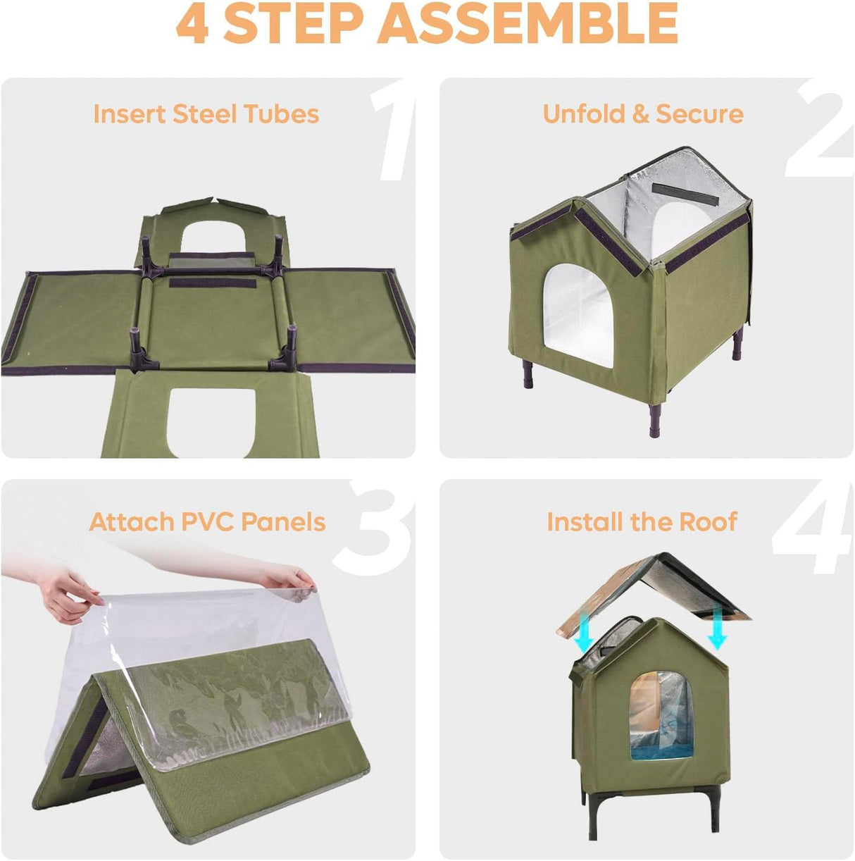 Casa Térmica para Gatos, Insulada y Elevada, Invierno, Modelo X