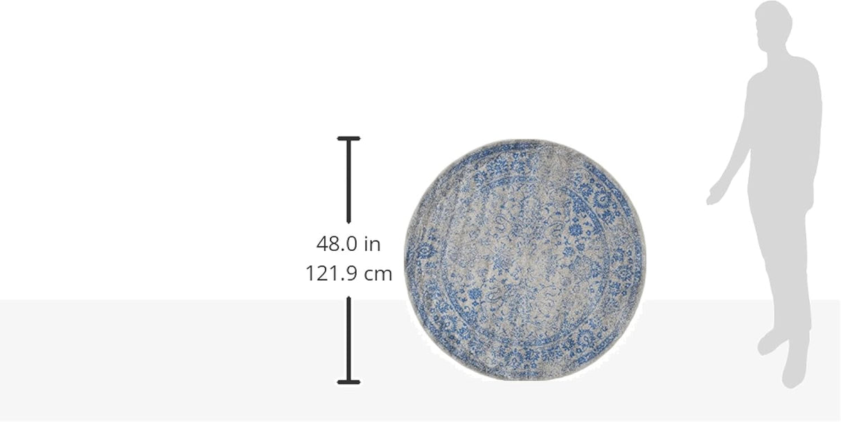 Alfombra Redonda Distressed 4' para Comedor y Sala ADR109A