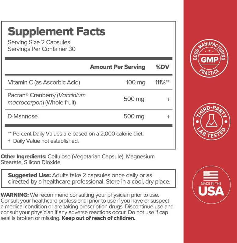 Suplemento Salud Urinaria Femenina con Arándano y D-manosa