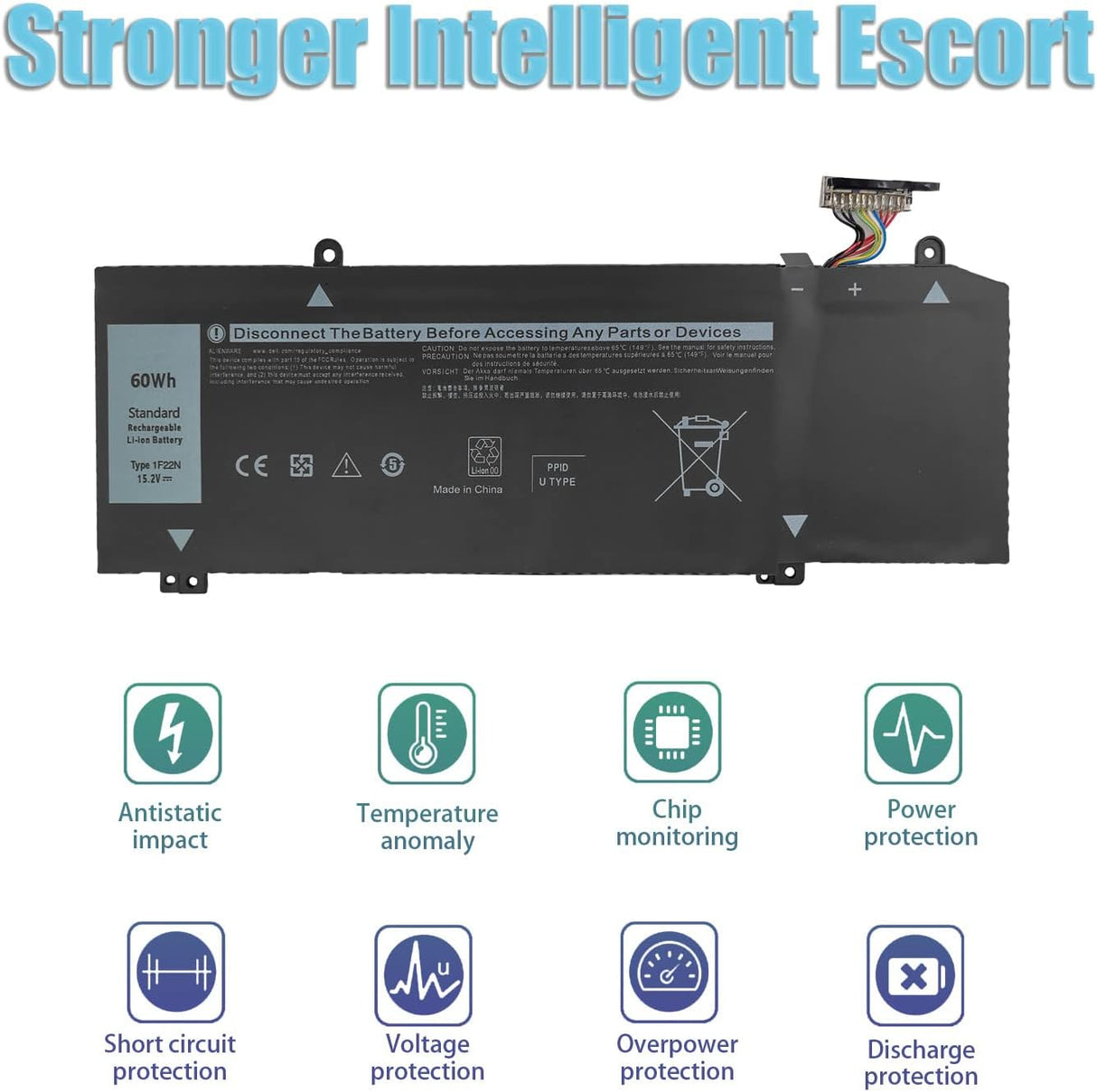 Batería 1F22N 60Wh 15.2V para Dell Alienware M15 M17 R1 G7