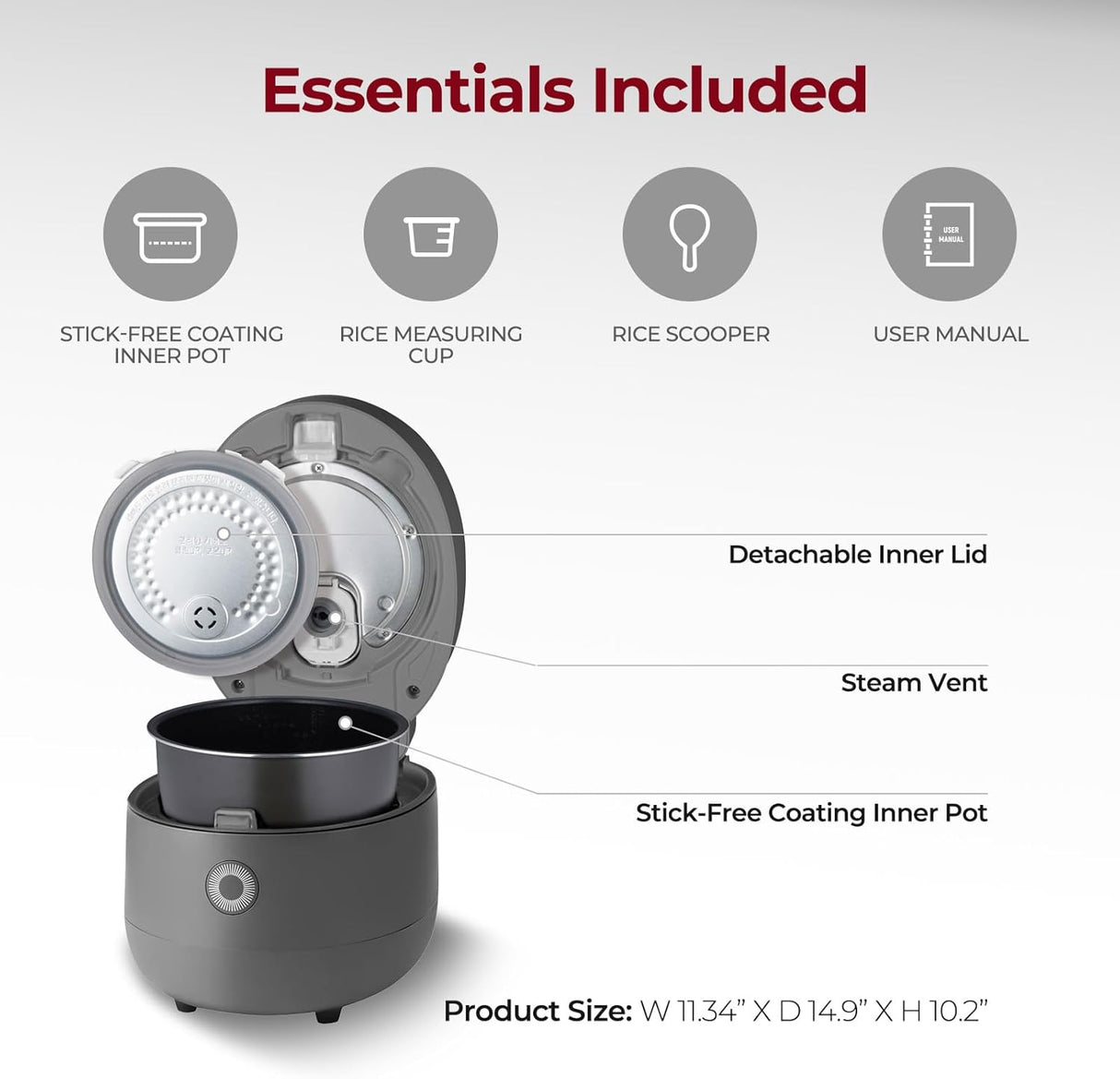 Olla arrocera CUCKOO CR-0675FG, 6 tazas, 13 modos, LCD