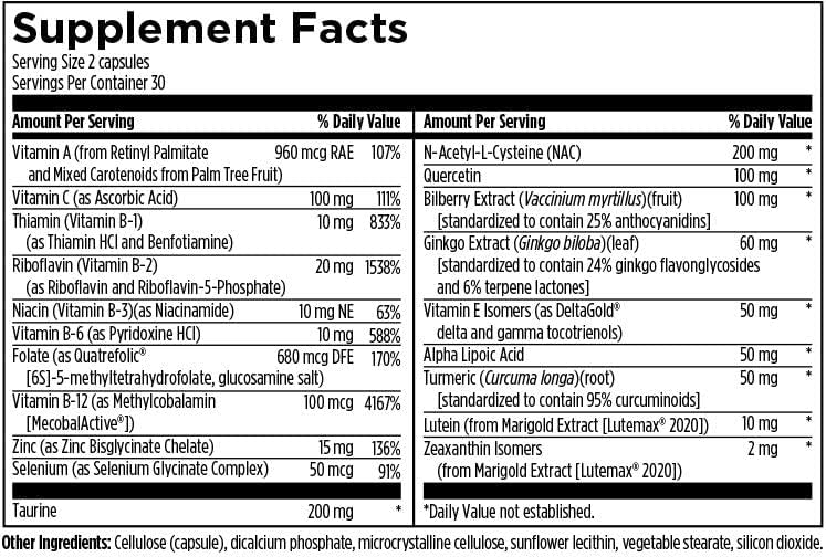 Suplemento apoyo a la salud ocular Luteína zeaxantina 60 un