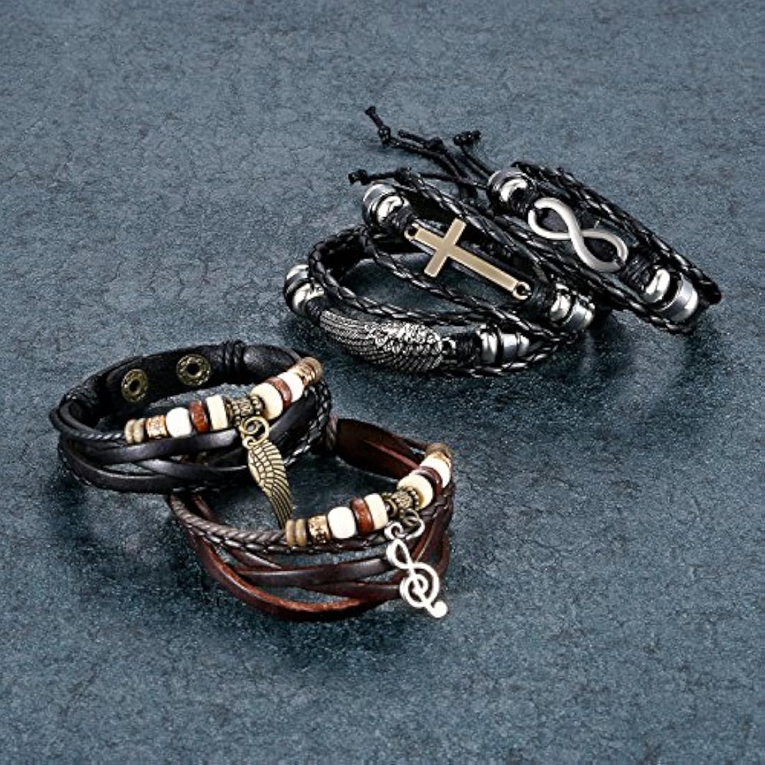 cuero en capas trenzado con cordón