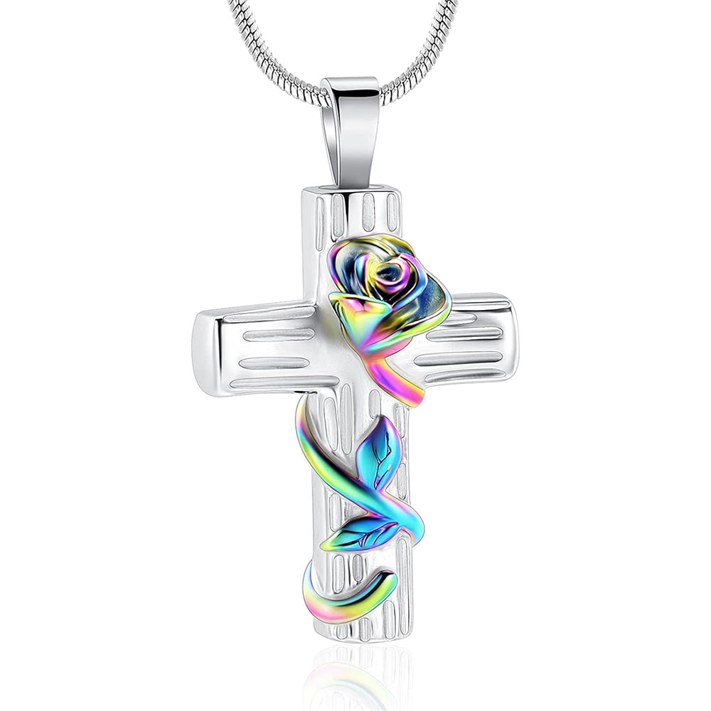 Collar de rosa urna de cenizas, cruz de cremación