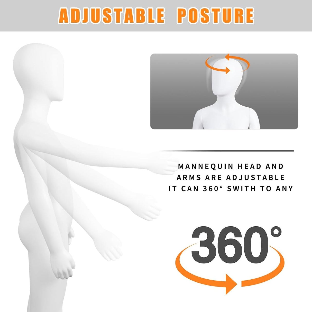 Maniquí Infantil Ajustable, Realista, 51.2 Pulgadas, Faceless