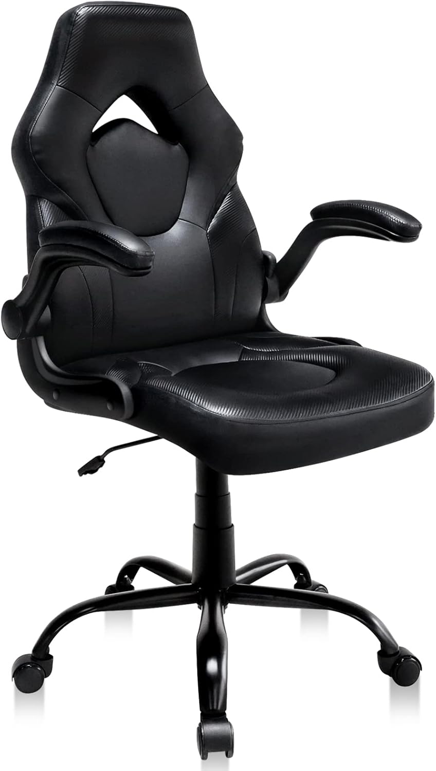 Silla Gaming de cuero regenerado, Negro S6YH Wonder Comfort
