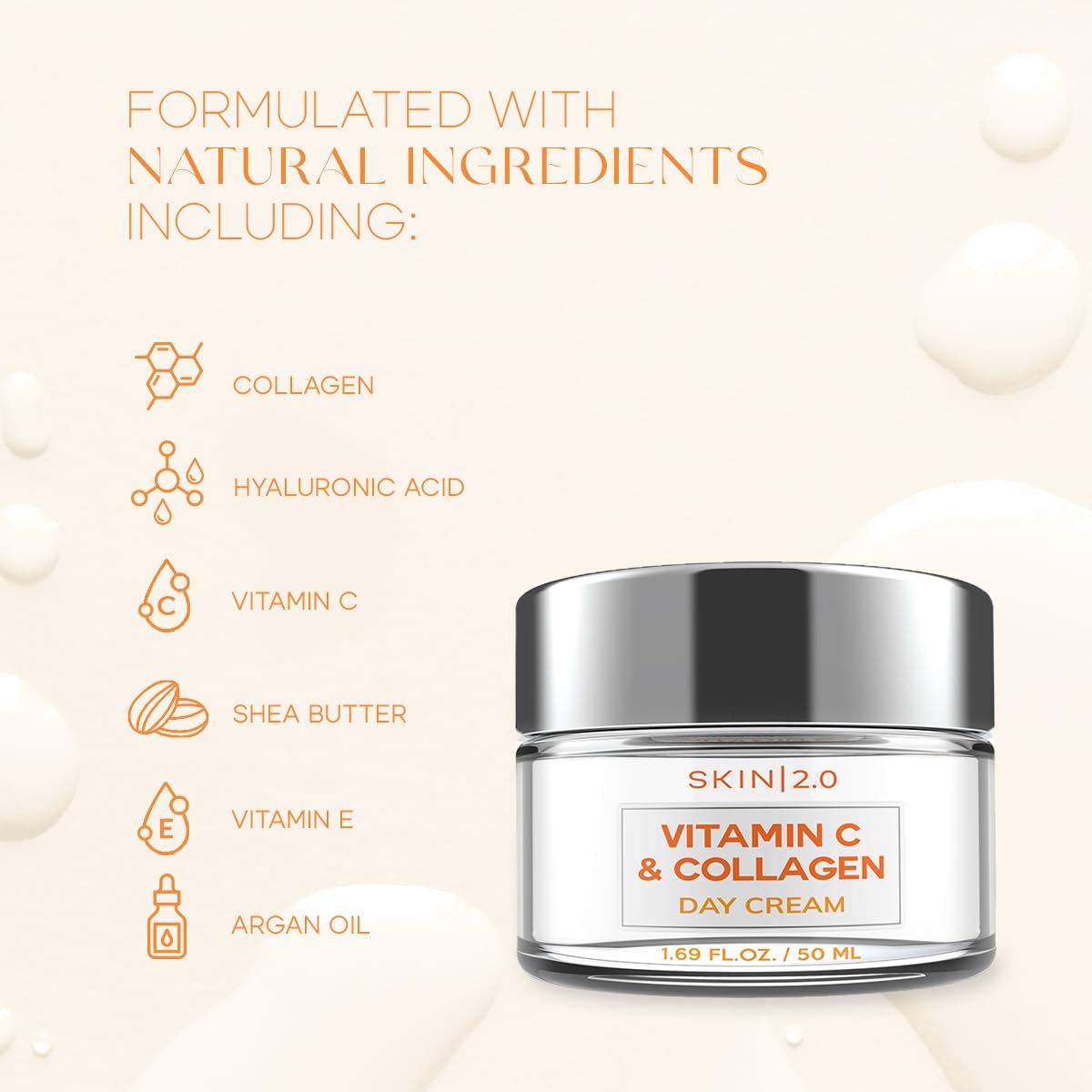 Hidratante facial diario de vitamina C y colágeno Skin 2.0