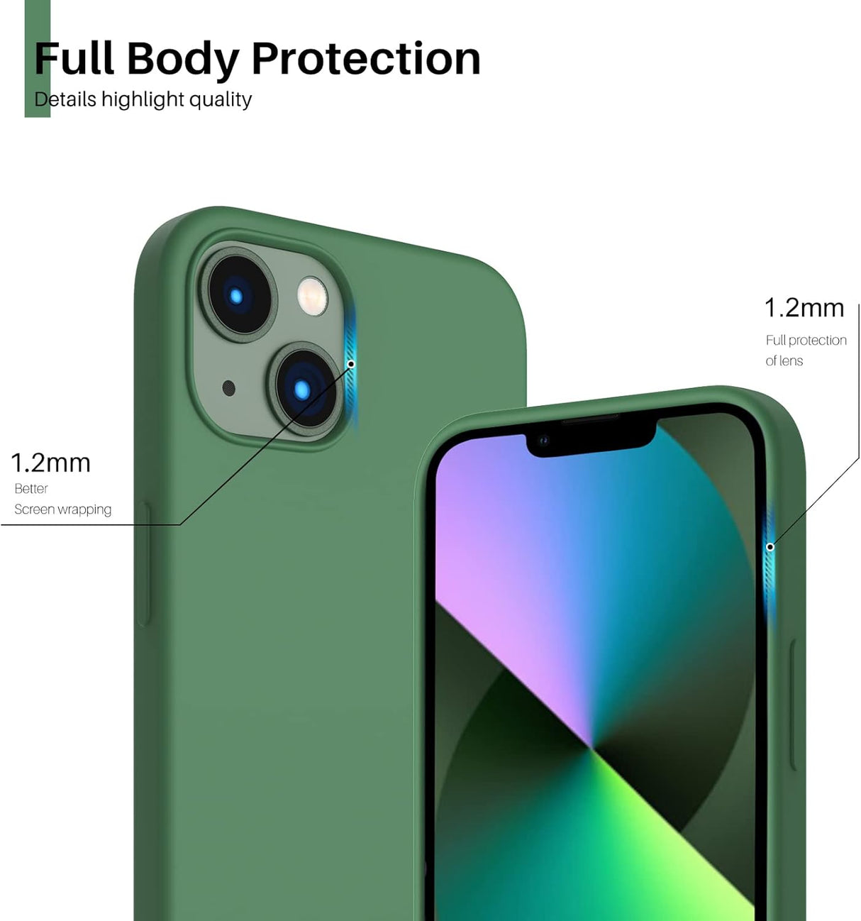 ORNARTO - Funda compatible con iPhone 3 y iPhone 13 Pro, goma de gel suave de 3 capas de silicona líquida delgada, 15,5 cm, trébol