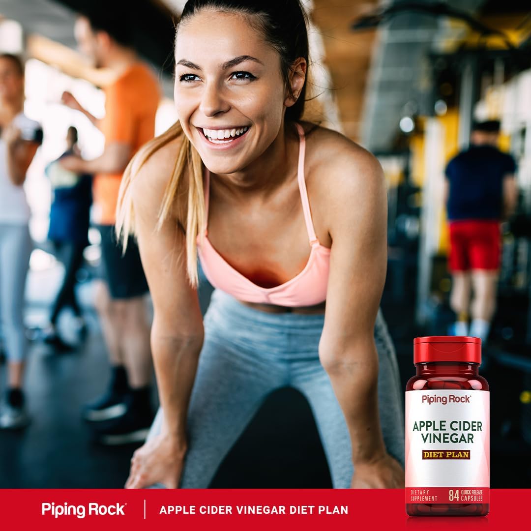 Piping Rock Cápsulas de vinagre de sidra de manzana | 84 píldoras | con vitamina B12, cromo y cayena | Suplemento sin OMG, sin gluten