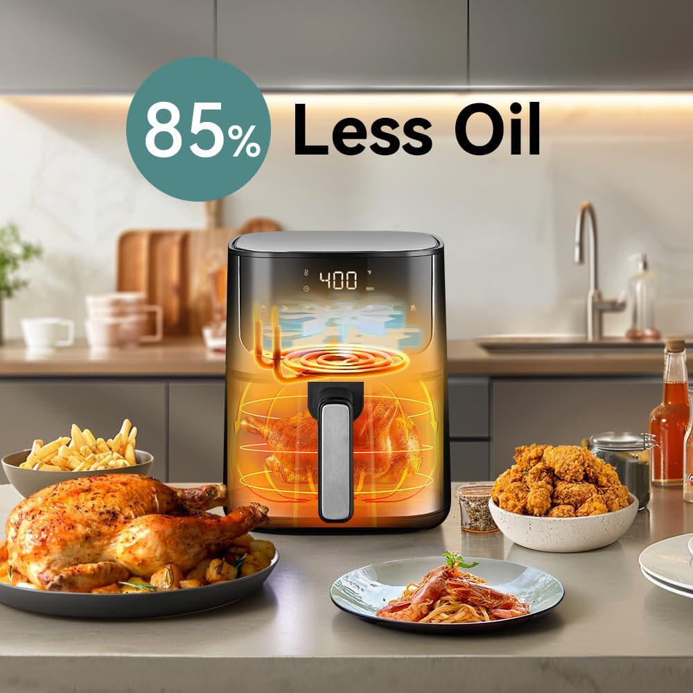 Freidora de aire ASZ 5qt, compacta, 8 presets, para 2-3 personas