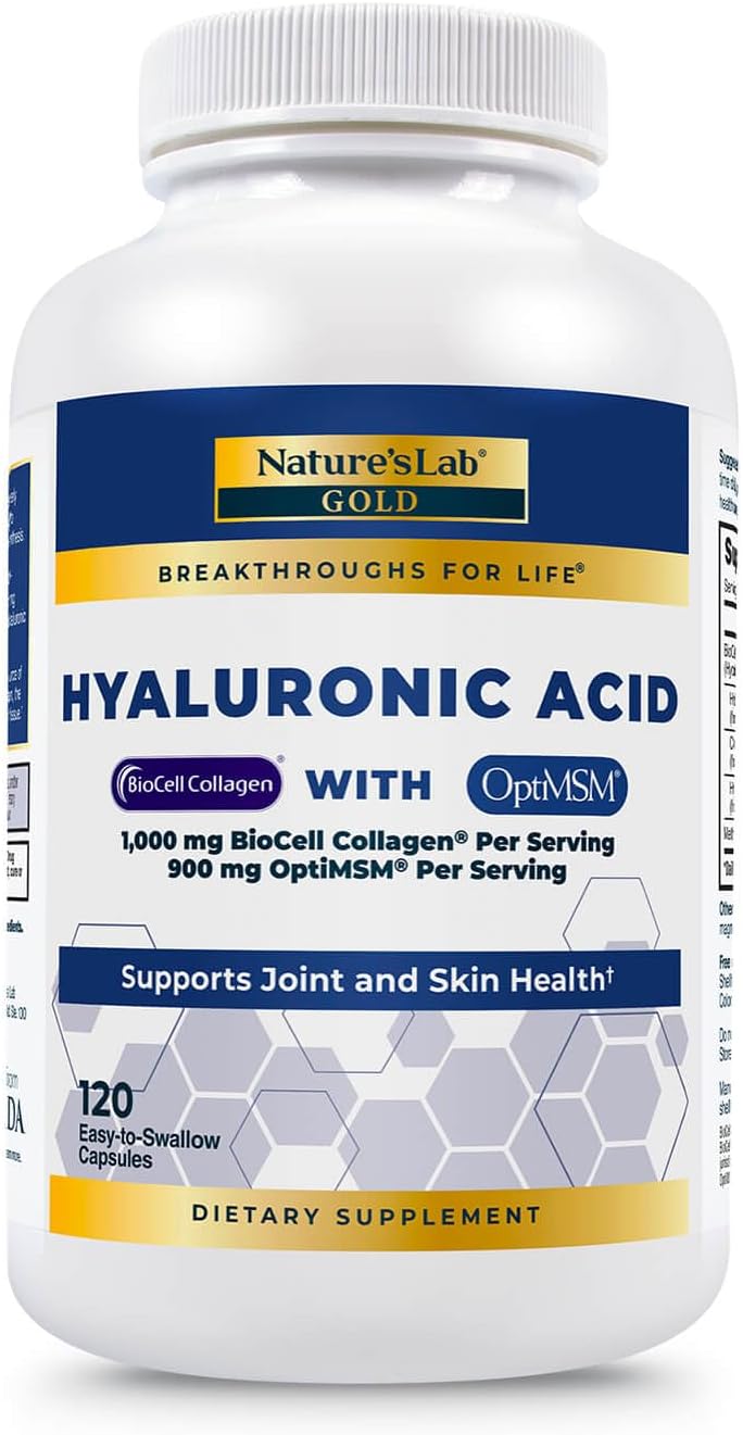 Nature's Lab Ácido hialurónico con colágeno Biocell y MSM