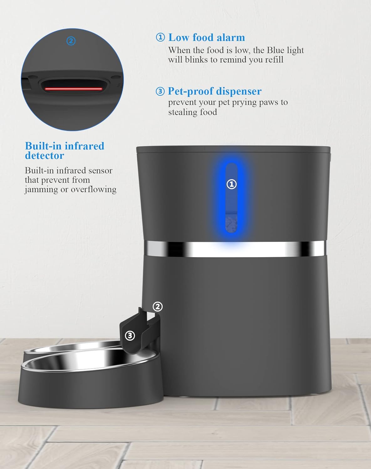 Comederos automático de alimentos para gatos grabadora voz