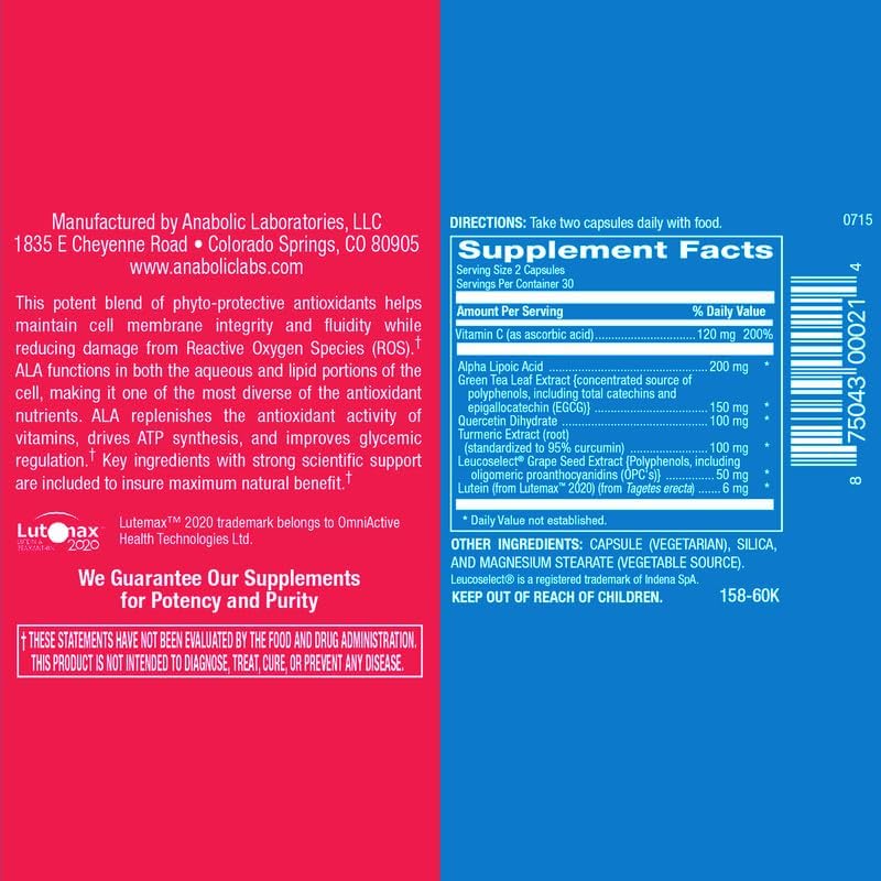 Suplemento natural del complejo antioxidante 60 cápsulas