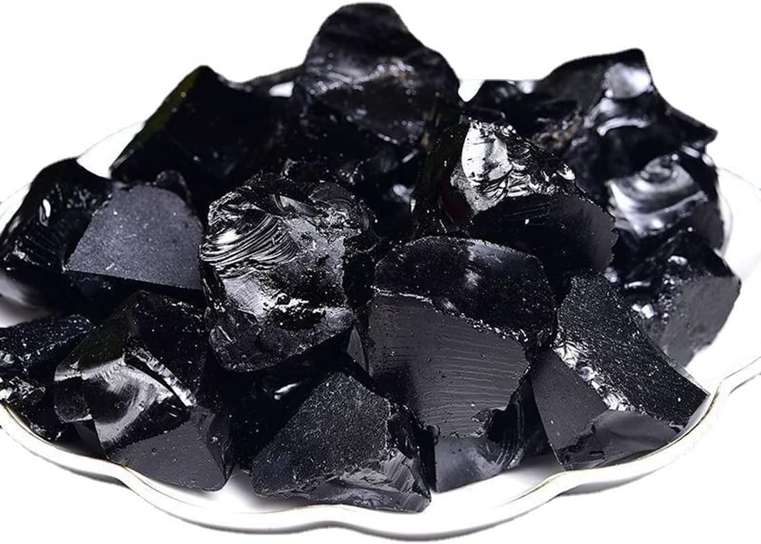 Cristales de Obsidiana Negra Crudos para Decoración y Sanación
