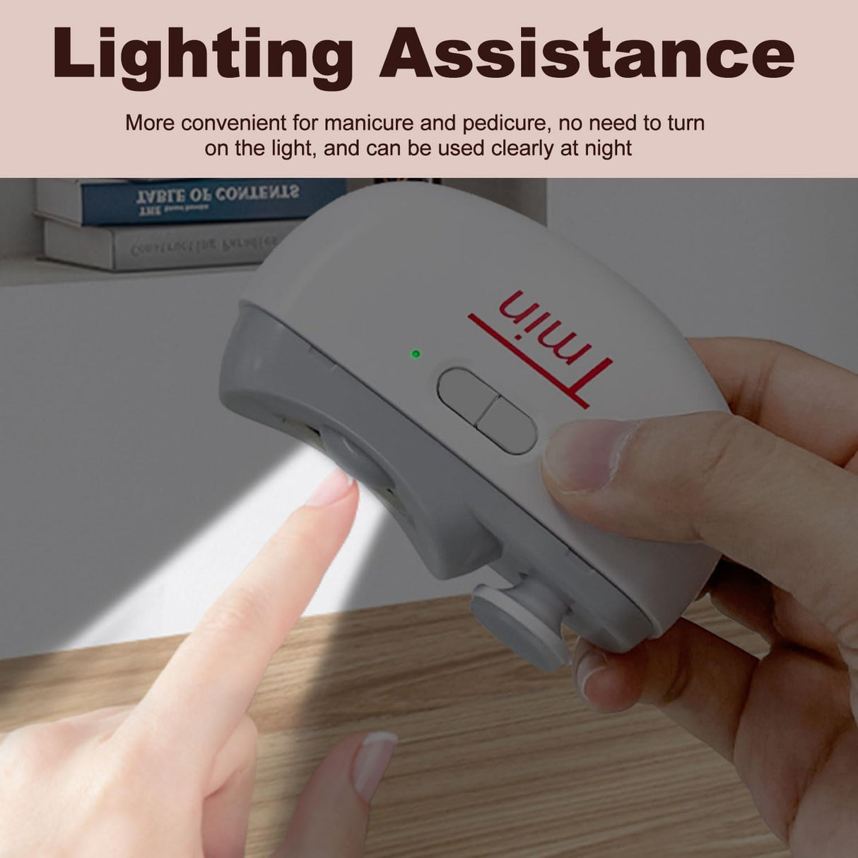 Cortauñas Eléctrico TMIN con Luz y 2 Velocidades, 2 en 1