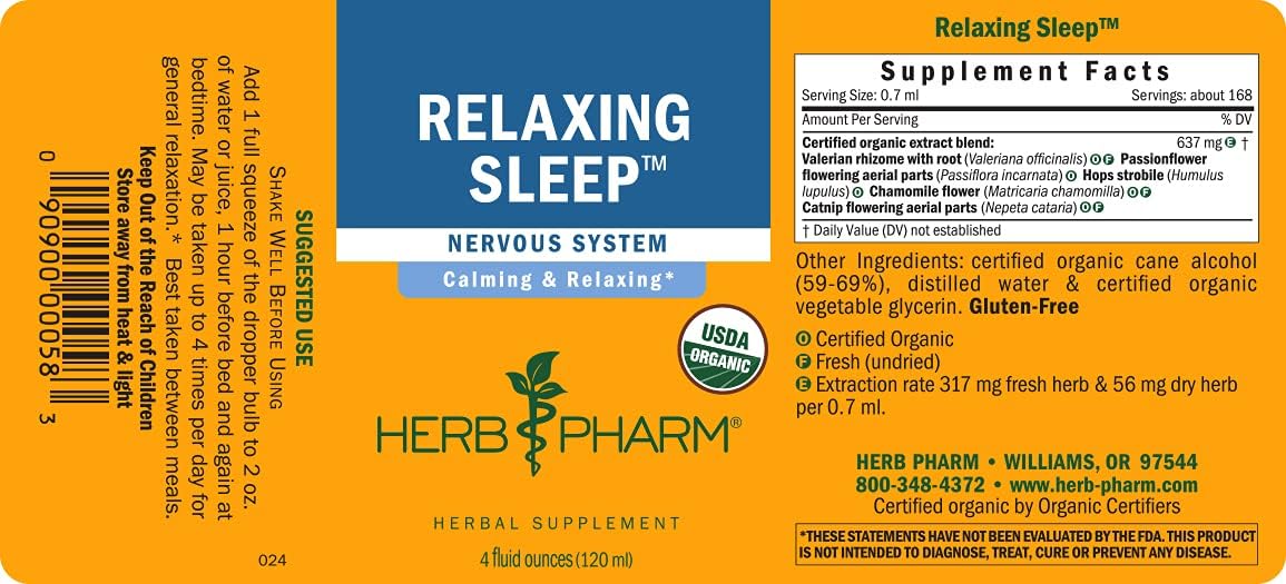 Suplemento Relaxing Sleep Fórmula herbaria valeriana 4 oz