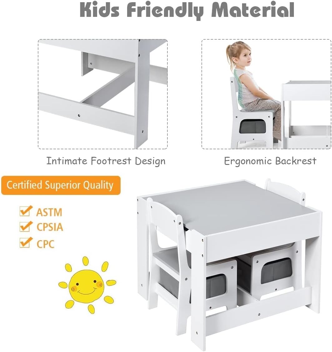 Juego de mesa y silla para niños 3 en 1 con cajón Costzon