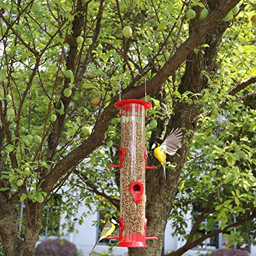 Comedero para pájaros, colgantes de tubo de 6 puertos