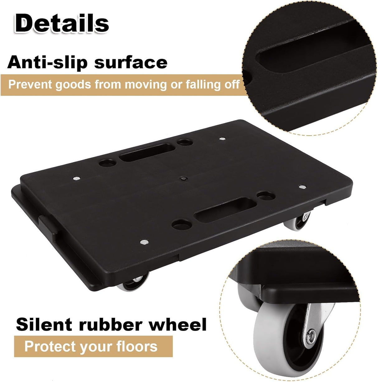 Carretilla de Mudanza, Mini Dolly 4 Ruedas, 500 Lbs, 16.3x11