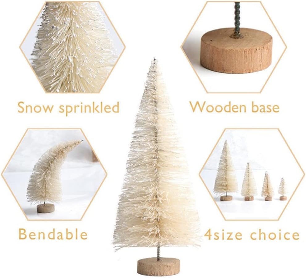 8 Pcs Árboles de Navidad Artificiales Sisal con Base de Madera