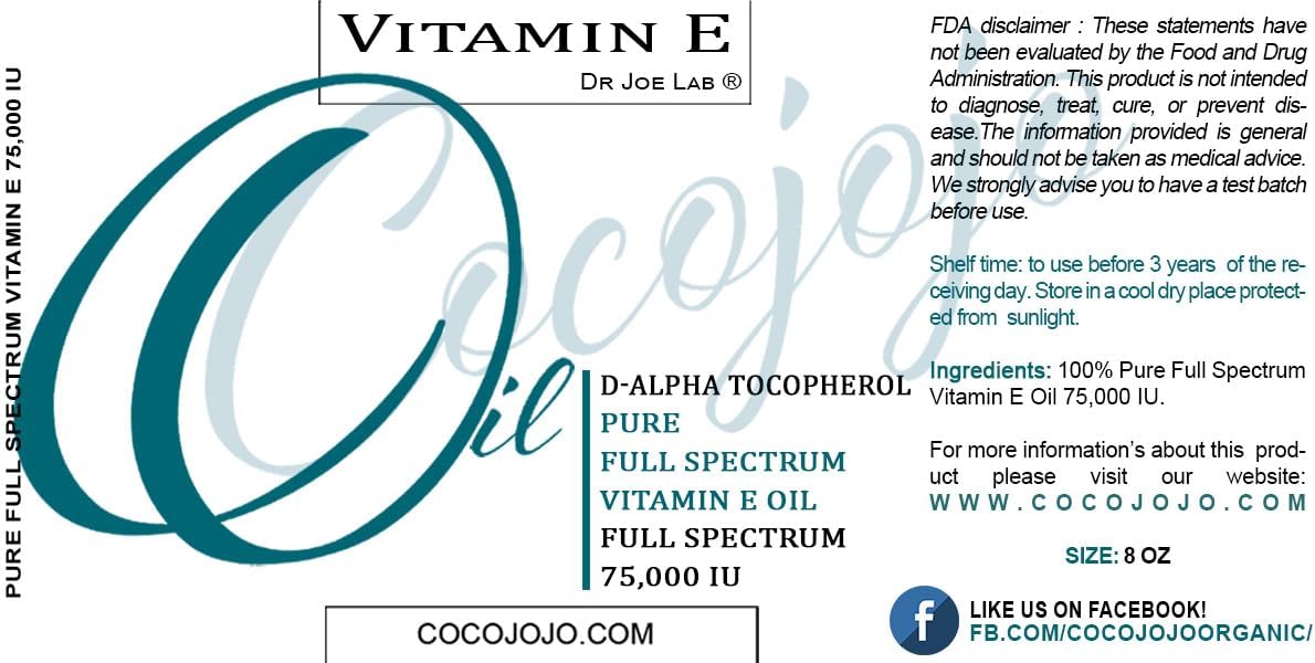 Aceite de Vitamina E Dr Joe Lab, 75,000 IU, Puro y Completo