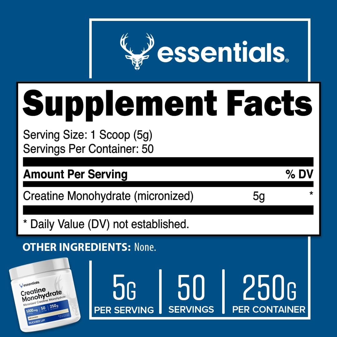 Creatina Monohidratada Micronizada 250g Bucked Up, 50 Porciones