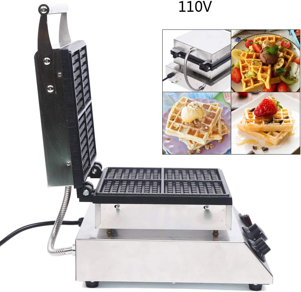 Máquina de Waffles 1750W, No Stick, Control T° y Tiempo, 4 Pcs
