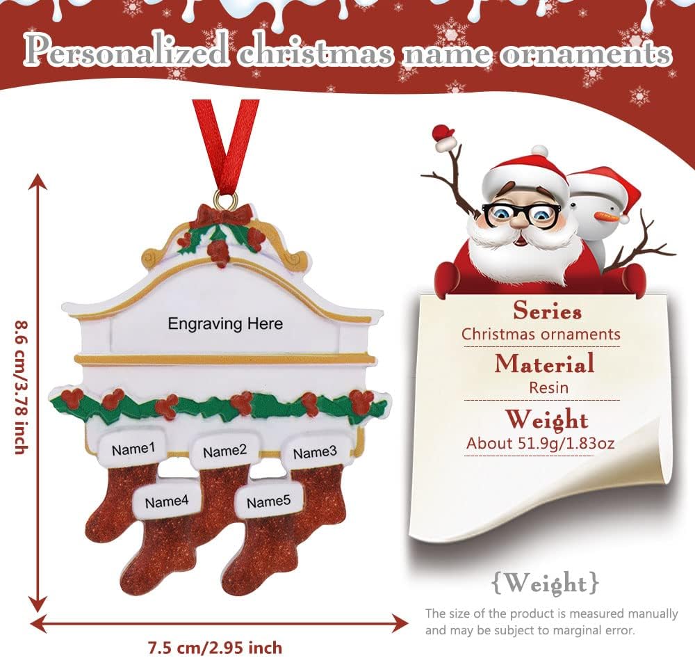 Adornos Navideños Personalizados 2024 - 5 Nombres para Familia