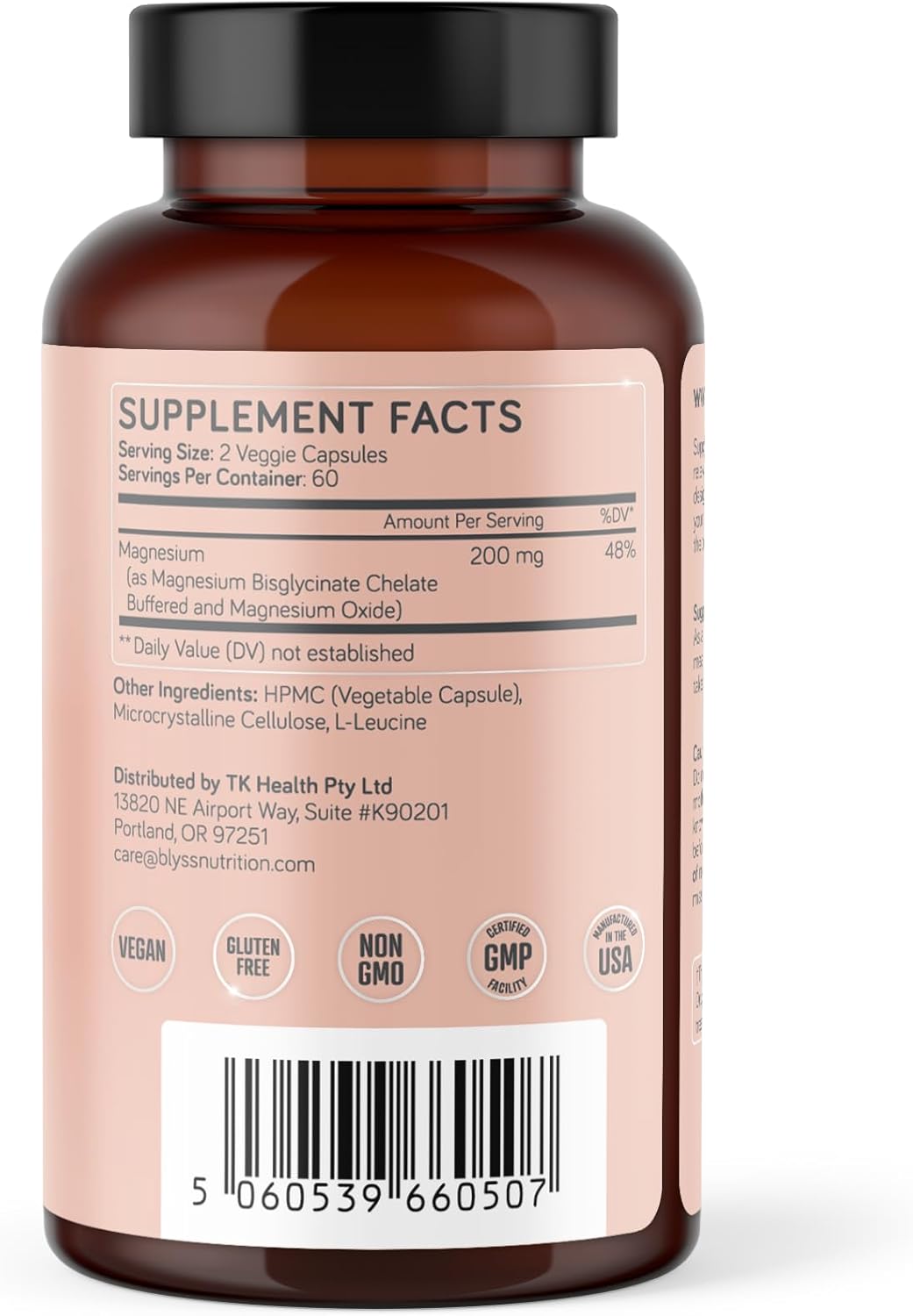 Magnesio Bisglicinato para Mujeres - 200mg Suplemento, 120 caps