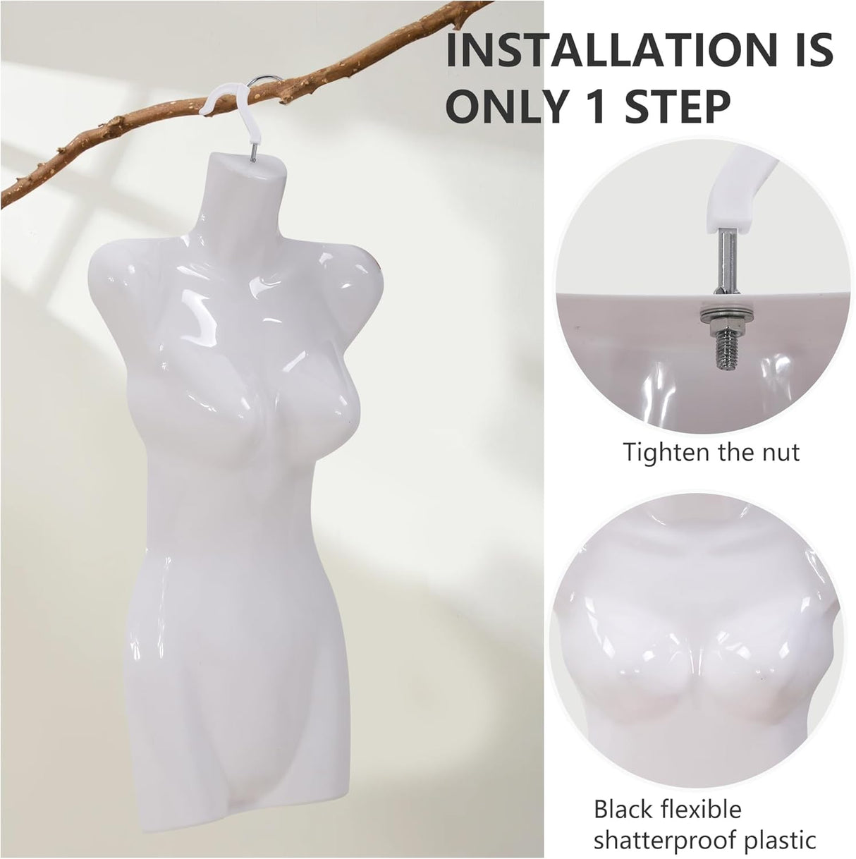 Maniquí Torso 4PCS, para exhibición, 27 pulgadas, con gancho.