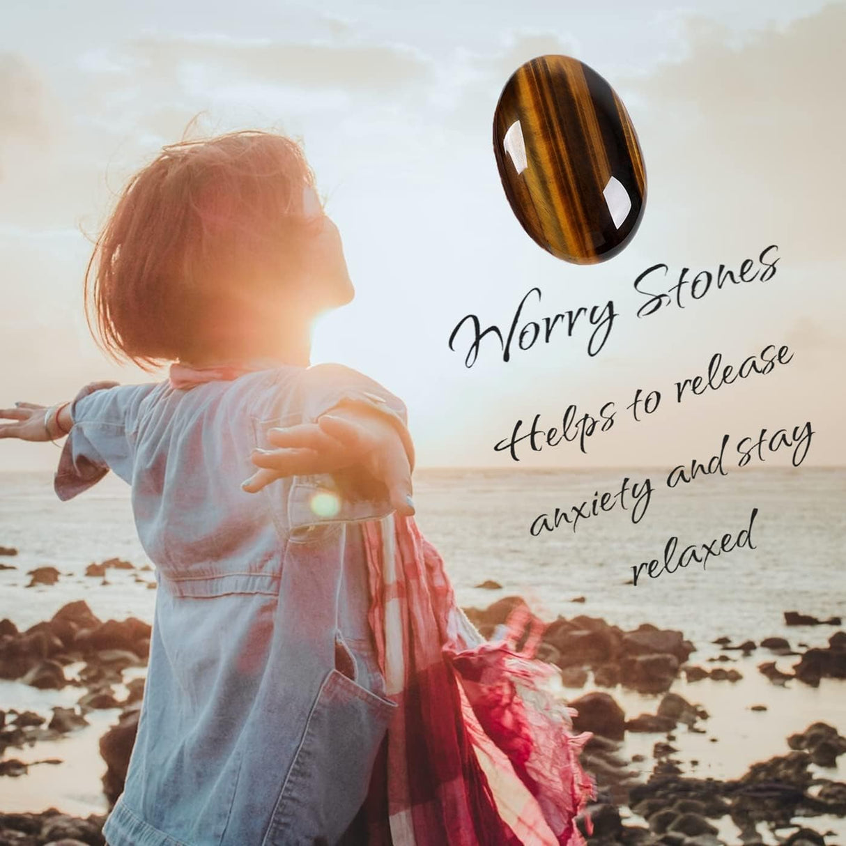 Cristales de ojo de tigre de 2.4 pulgadas, piedras preciosas