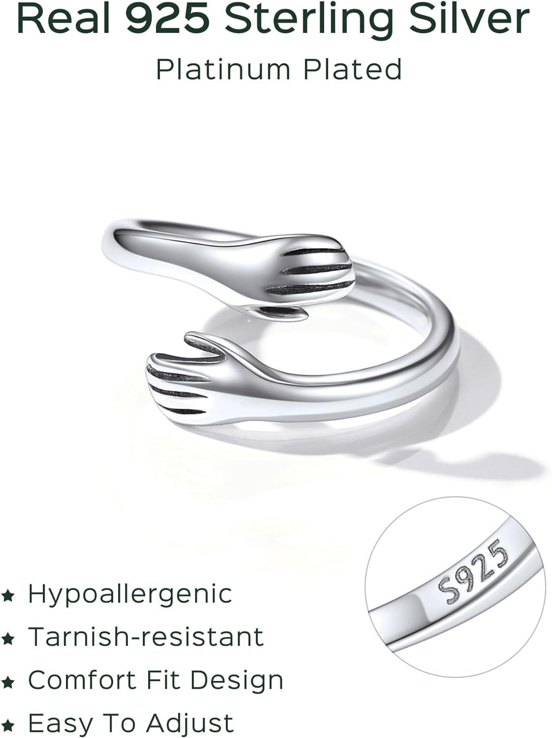 ChicSilver Anillos de dedo del pie para mujer Abrazo