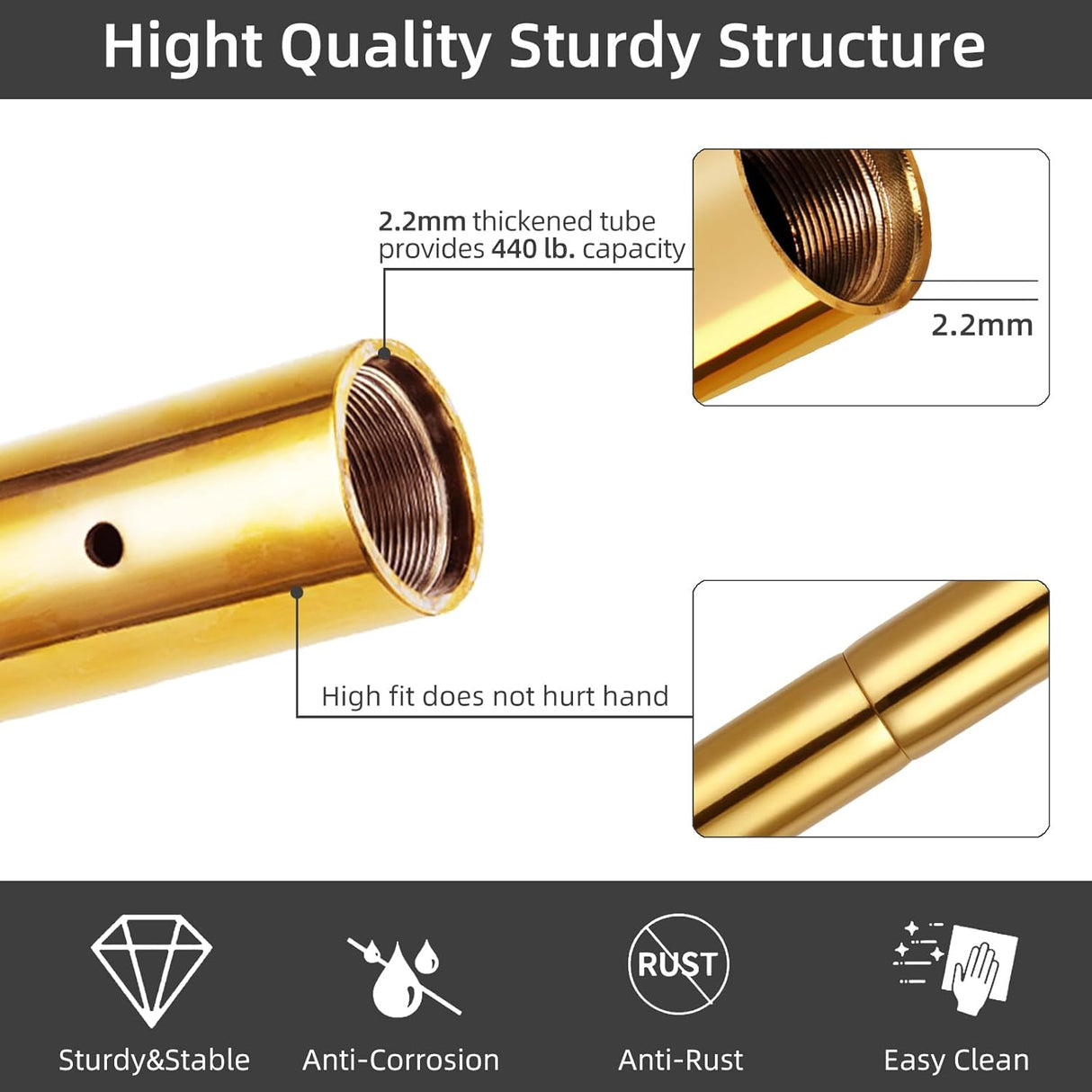 Extensión de Poste de Baile de 1.772 in - Acero Inoxidable