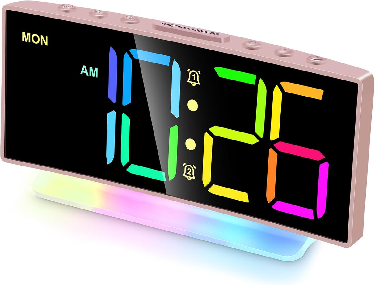 Reloj despertador digital moderno, pantalla LED, volumen ajustable