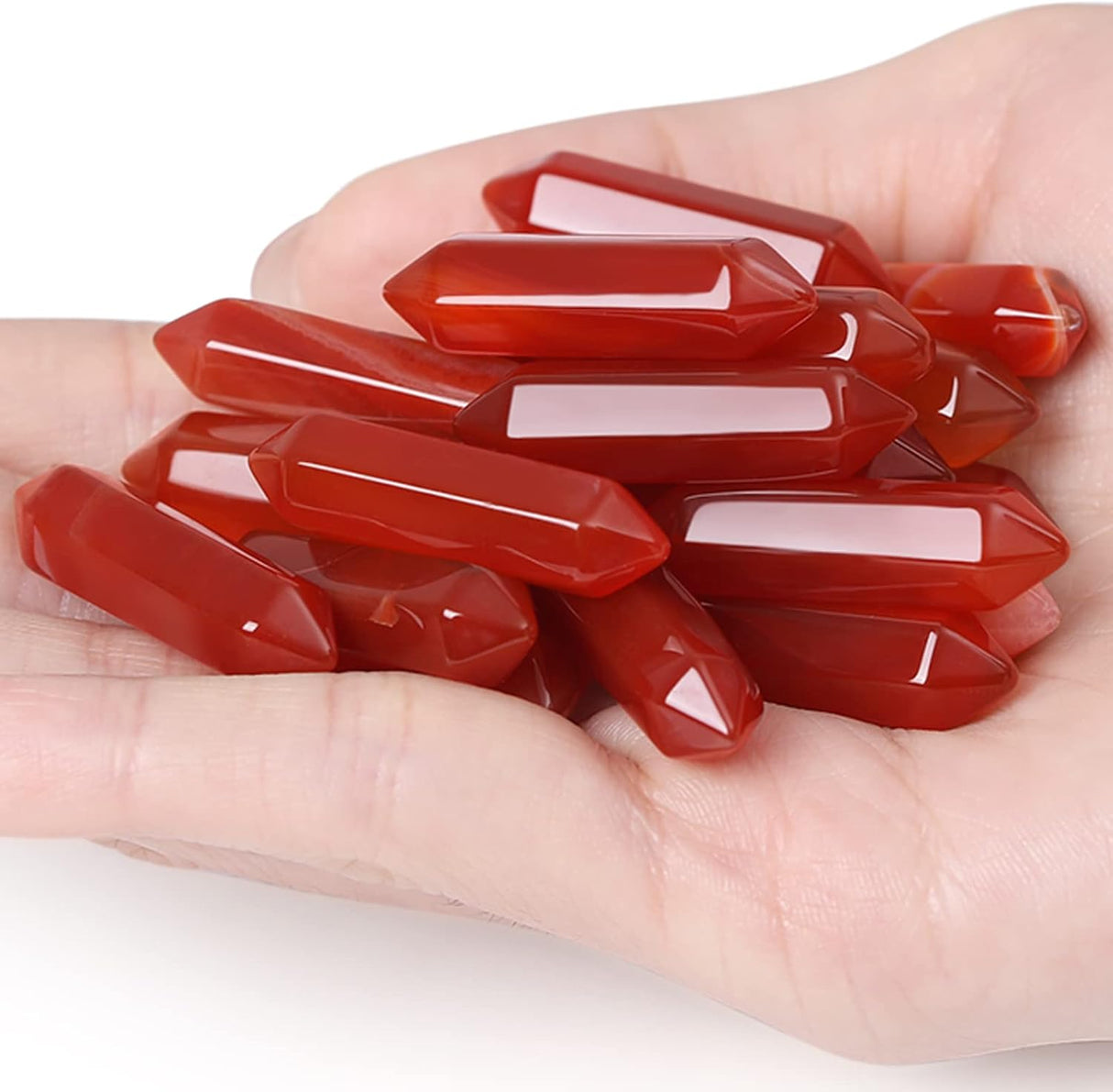 Varitas de Cristal de Cuarzo Cornalina para Meditación y Reiki