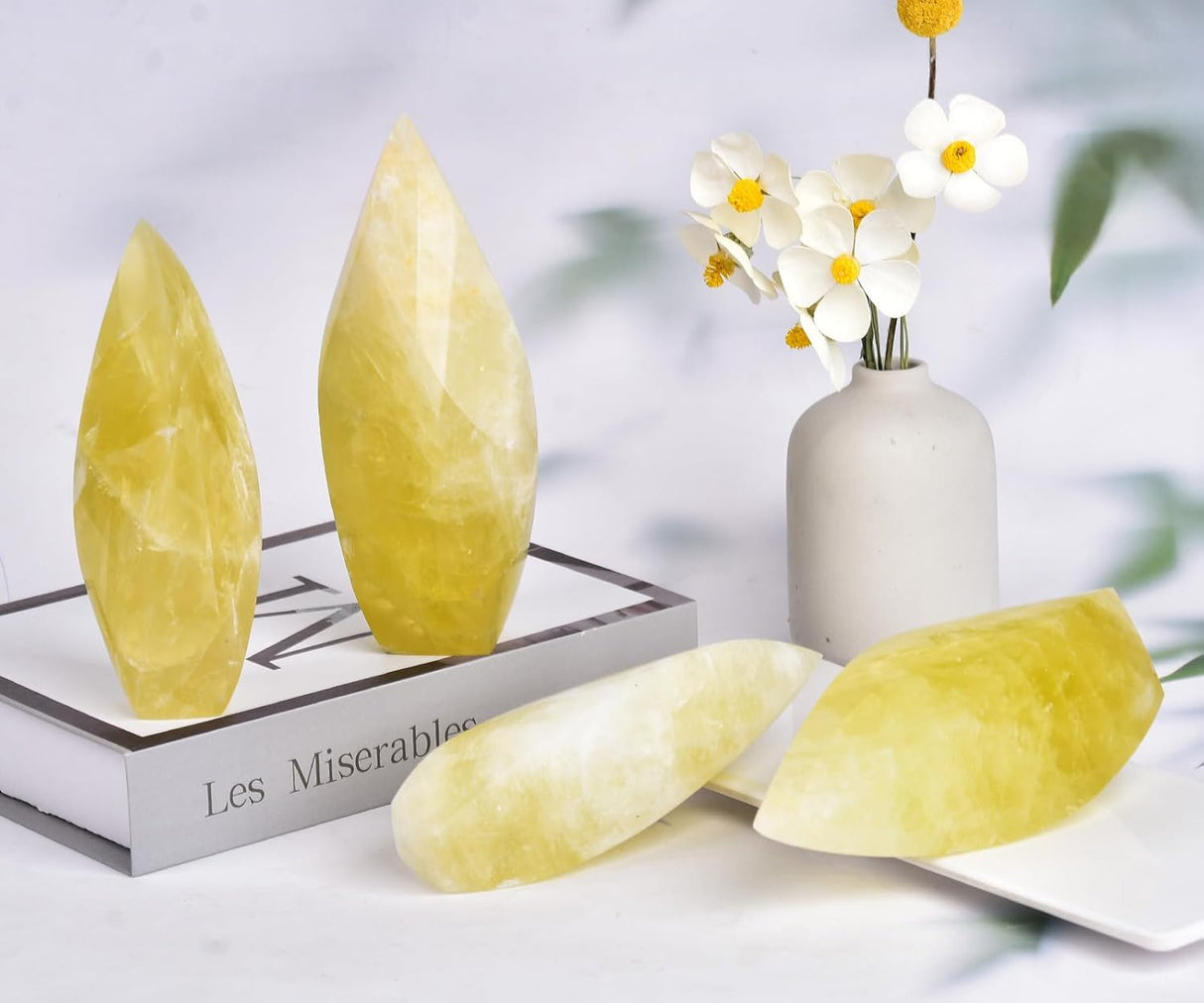 JIC Gem Torre de cristal de cuarzo limón natural en espiral