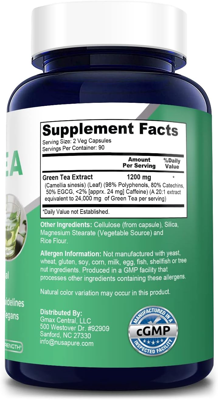 Extracto de Té Verde 20:1, 50% EGCG, 98% Polifenoles, 20x