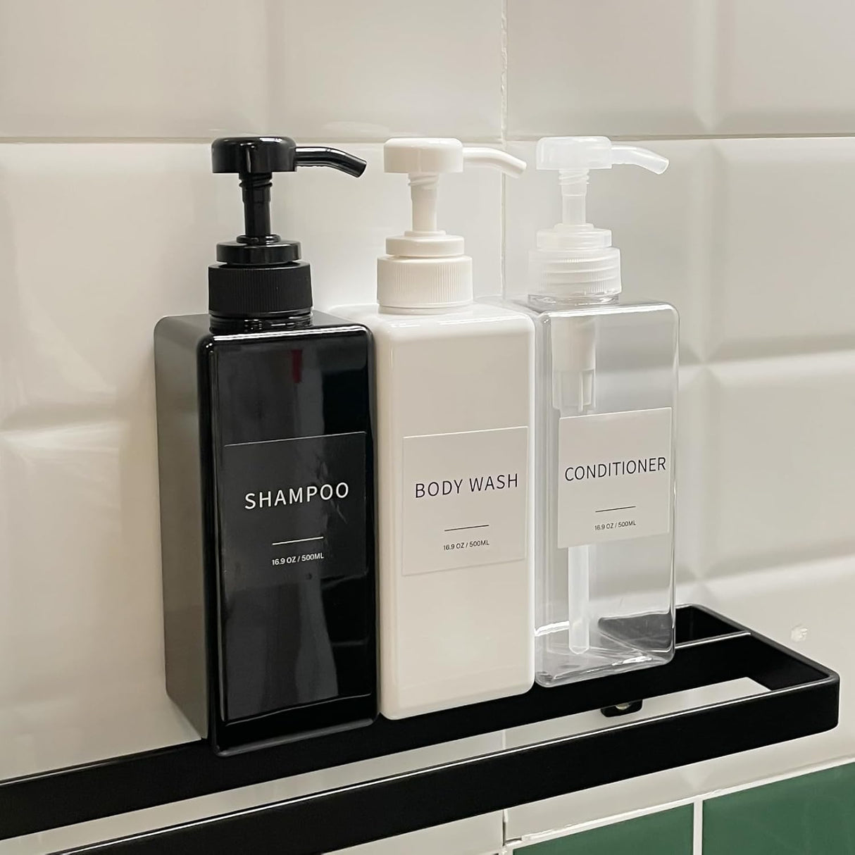 Dispensador de Champú y Acondicionador, Set de 3, 16.9oz