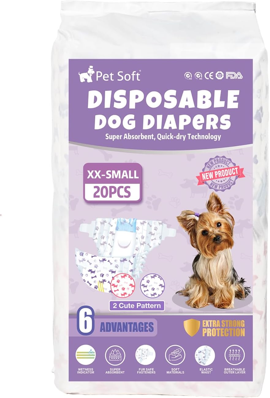 Pet Soft Pañales desechables para perras – 20 pañales