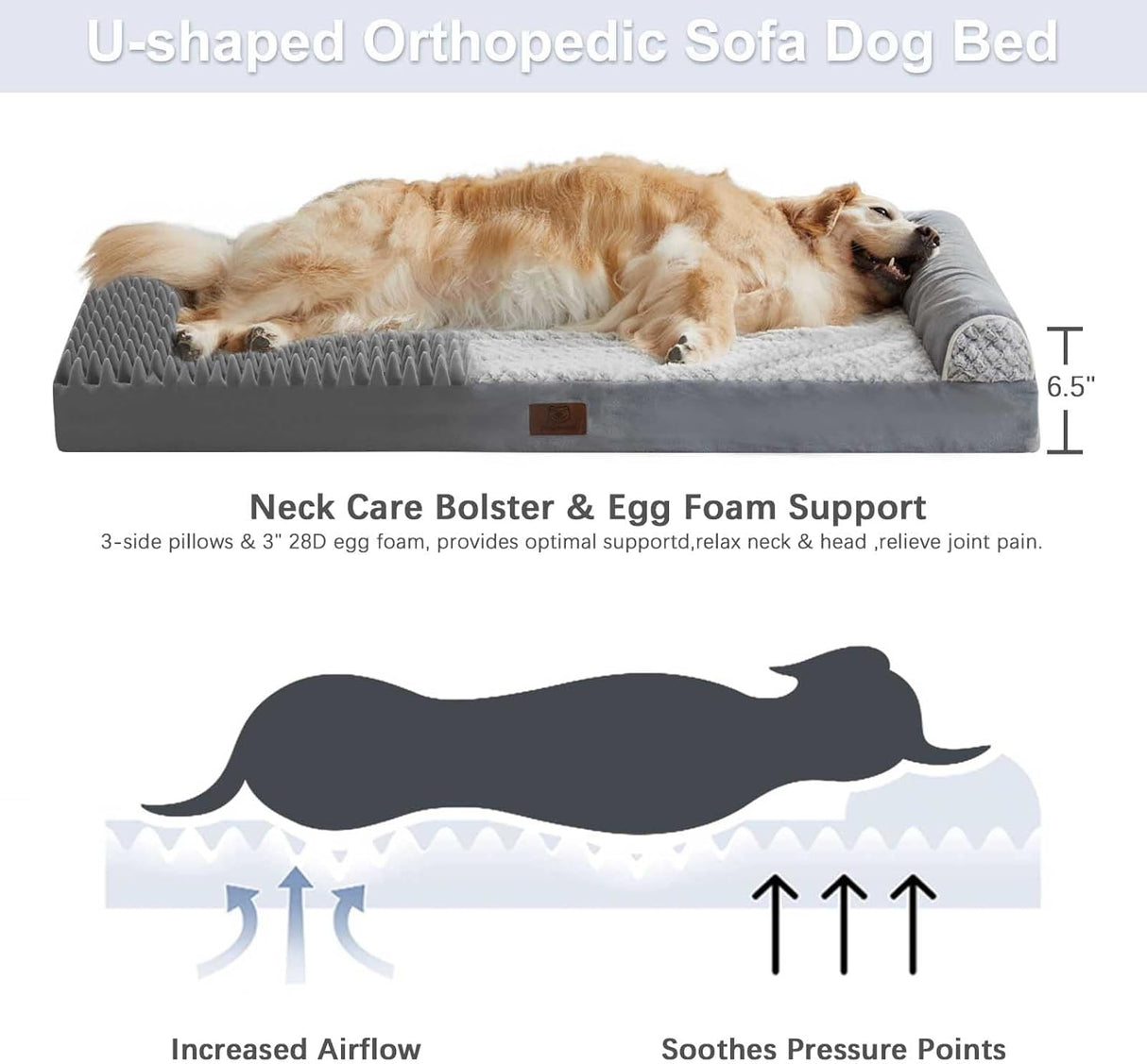 Cama ortopédica para perros WNPETHOME, con funda impermeable