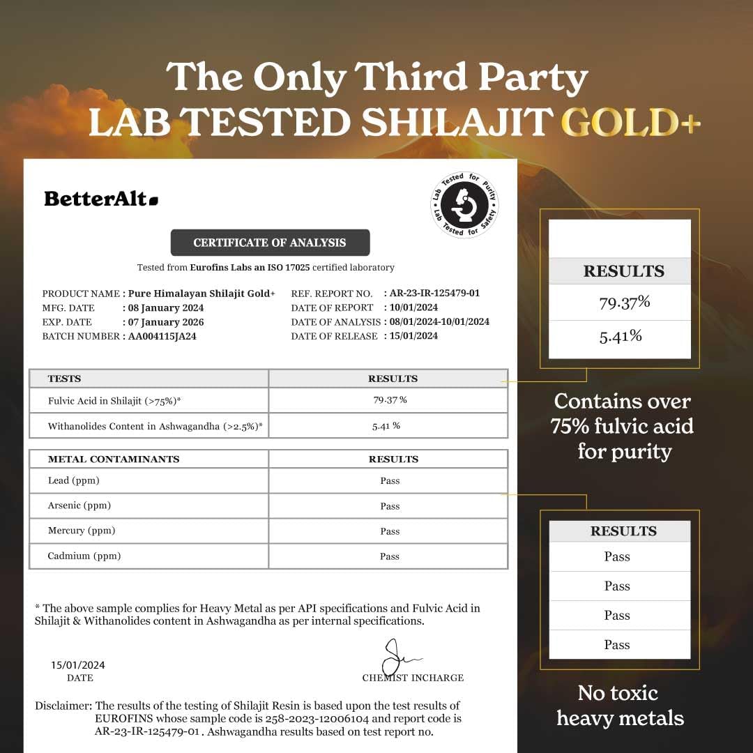 Pure Himalayan Shilajit Gold+ | Mejora recuperación y fuerza | 30g, Lab probado