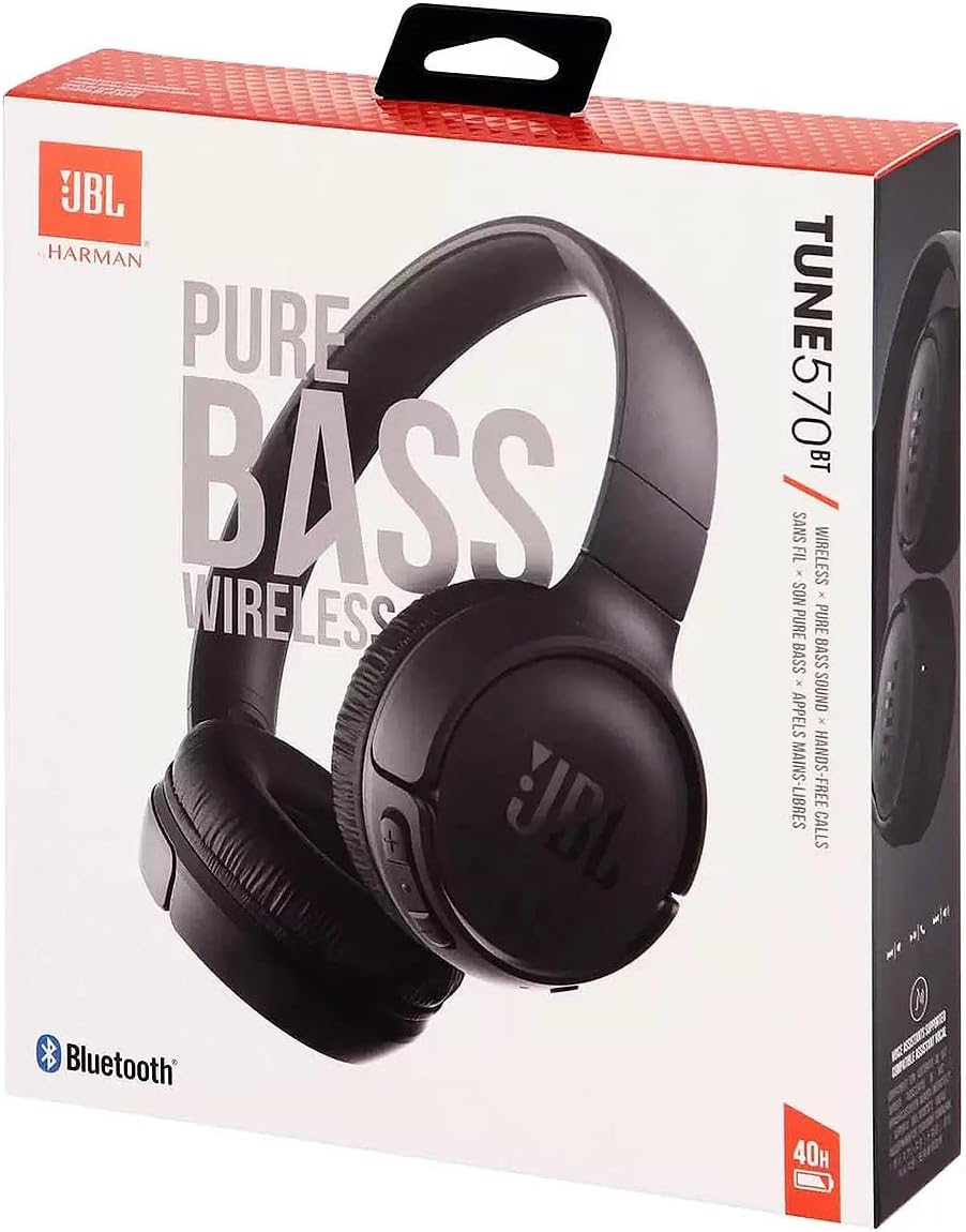 Auriculares Bluetooth JBL Tune 570BT, Sonido Pure Bass, On-Ear
