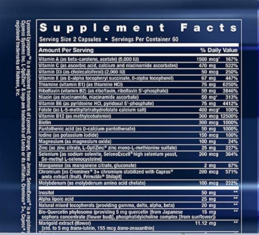 suplemento de alta potencia multivitamina y mineral, 120 cáp