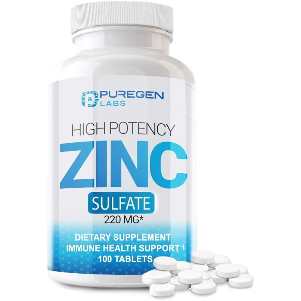 Suplementos Zinc 220mg alta potencia Sulfato de zinc 100 un