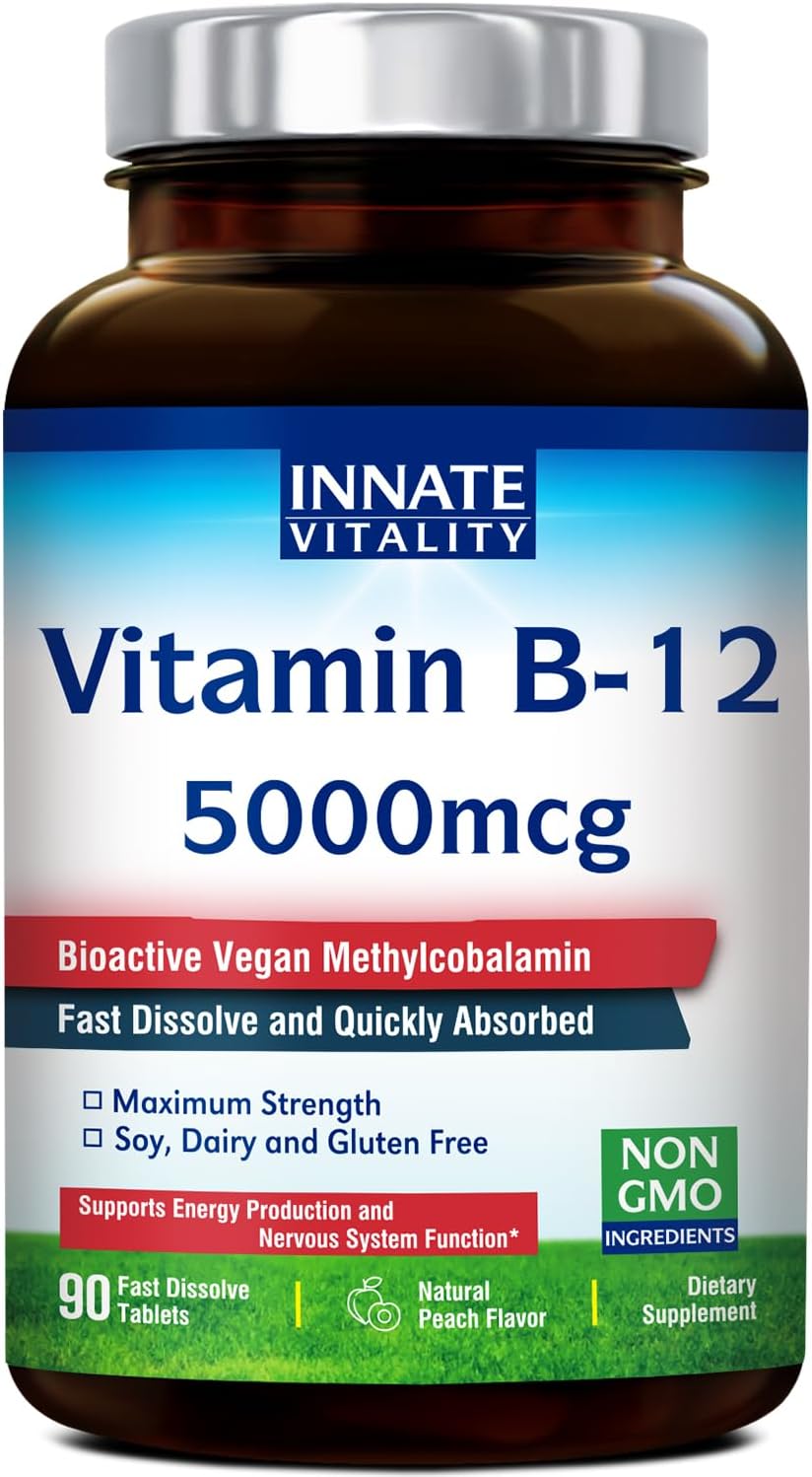 Vitamina B12 5000mcg Vegana, Disolución Rápida, 90 Tabletas