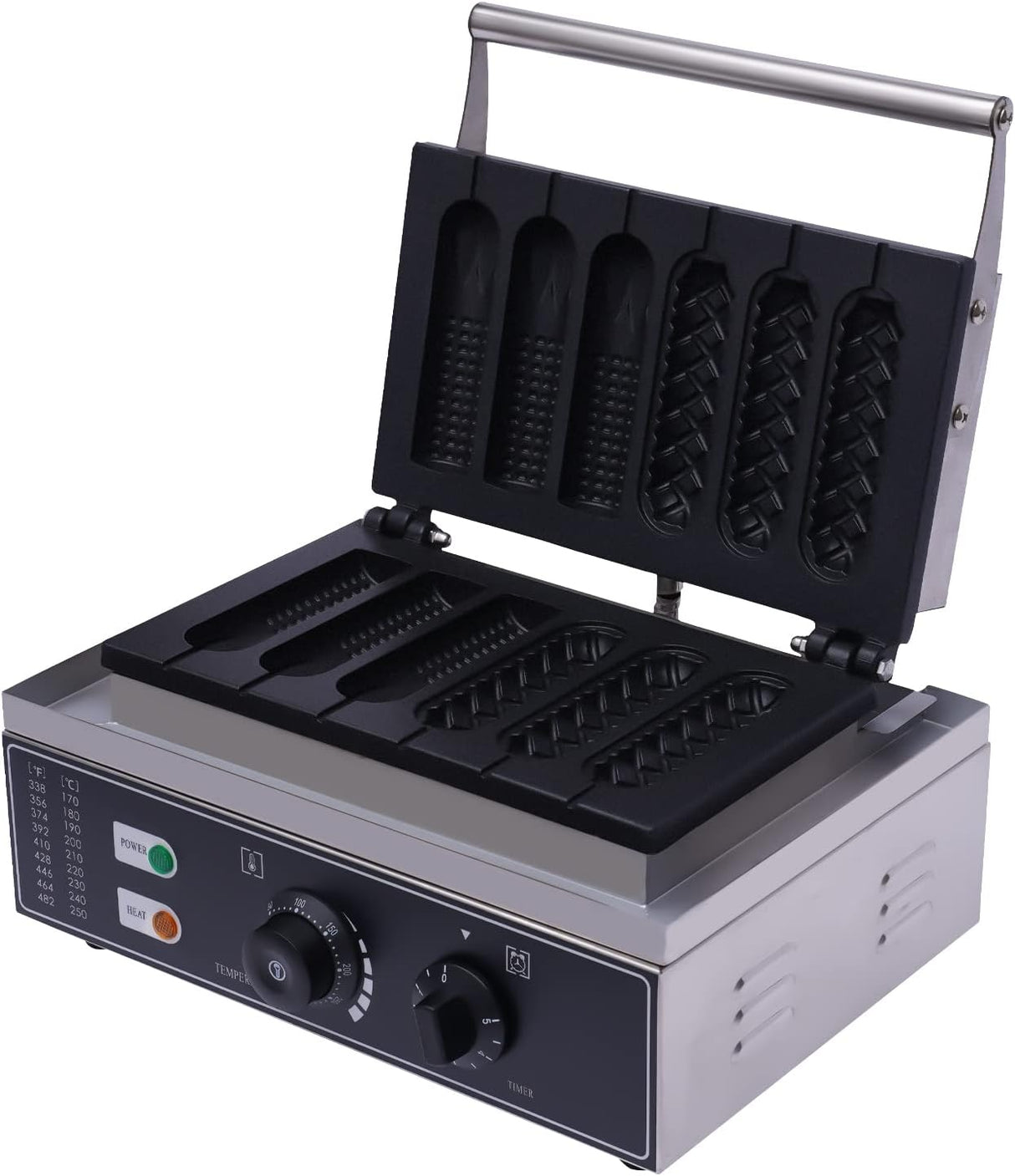 Máquina de Waffles Hotdog, 110V 1500W, 6PCS, Tipo 3