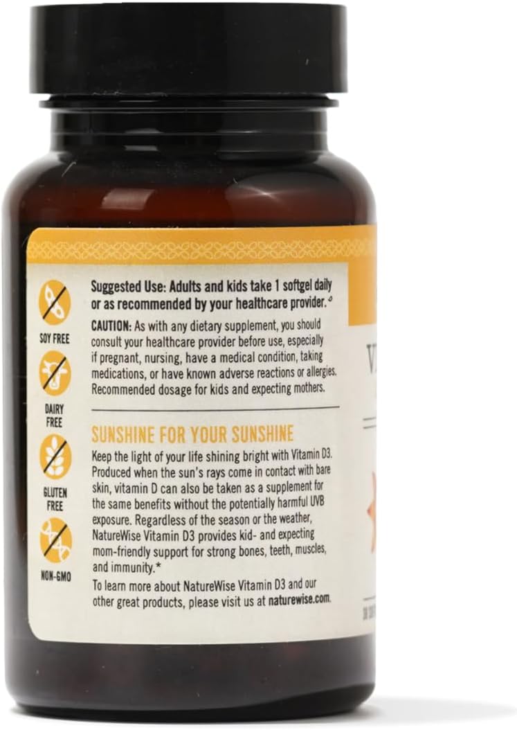 Vitamin D3 1000iu NatureWise, 30 cápsulas, Salud Ósea e Inmunidad