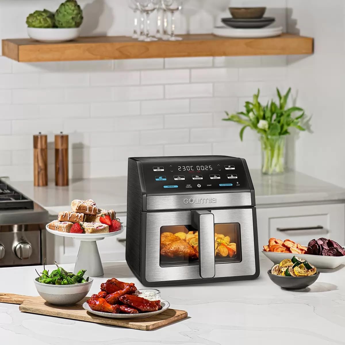 Freidora de aire Gourmia 7.5L con ventana y luz, Mod. GAF858